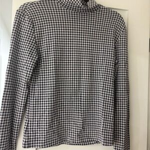 Navy and White gingham Long Sleeve Top